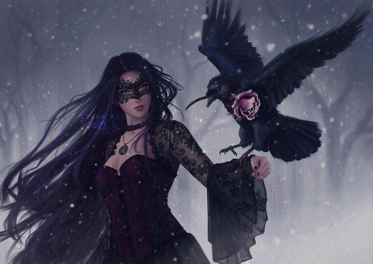 Witchy winter with a raven